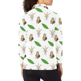 Color hand drawn cacao pattern Women's Long Sleeve Polo Shirt