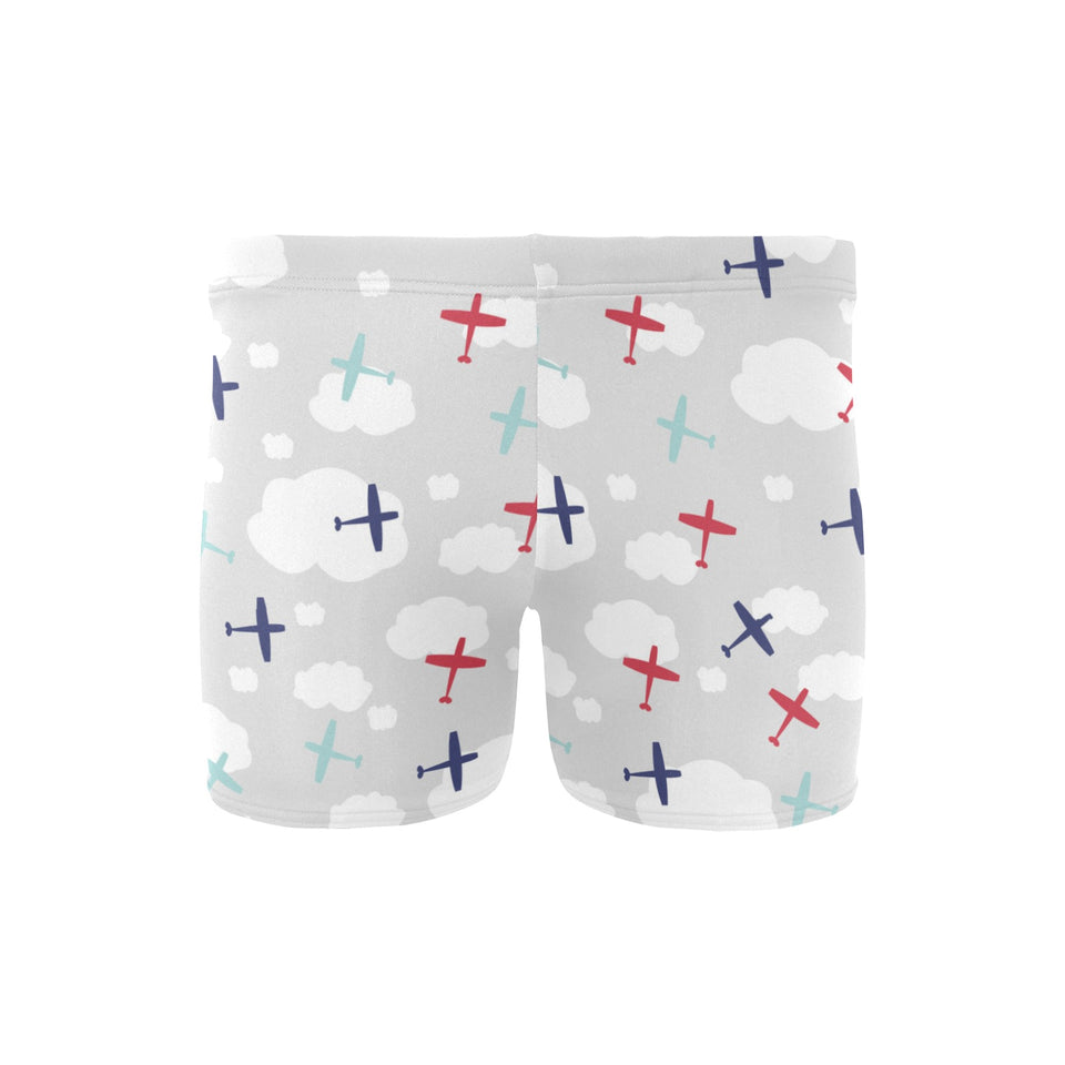 Airplane cloud grey background Men's Swimming Trunks