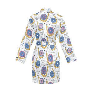 Snail Pattern Print Design 05 Women's Long Sleeve Belted Night Robe