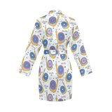 Snail Pattern Print Design 05 Women's Long Sleeve Belted Night Robe