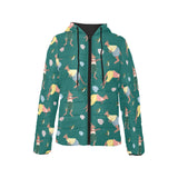 Kangaroo leaves pattern Women's Padded Hooded Jacket