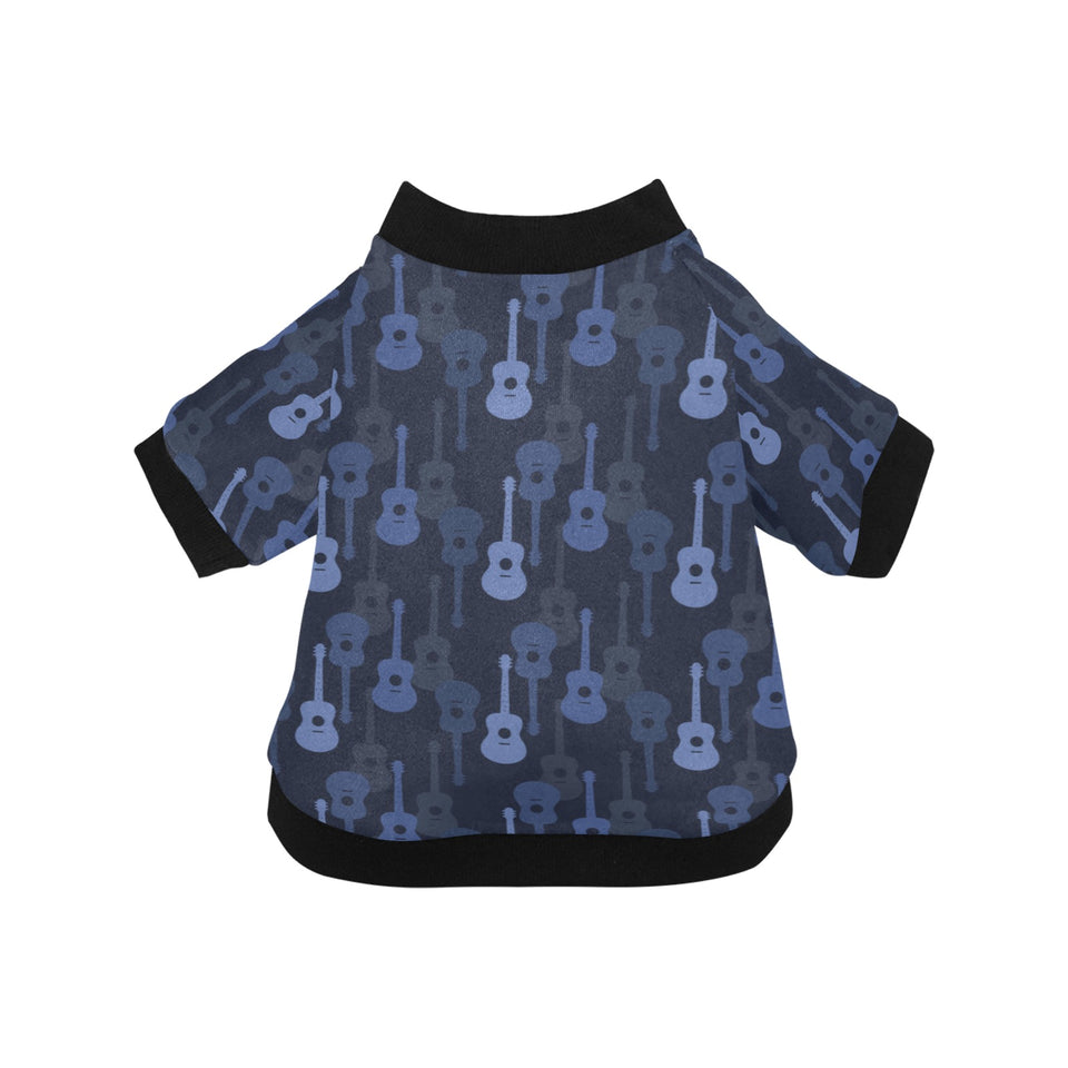 Blue Theme guitar pattern All Over Print Pet Dog Round Neck Fuzzy Shirt