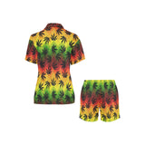 Canabis Marijuana Weed Pattern Print Design 03 Women's V-Neck Short Pajama Set