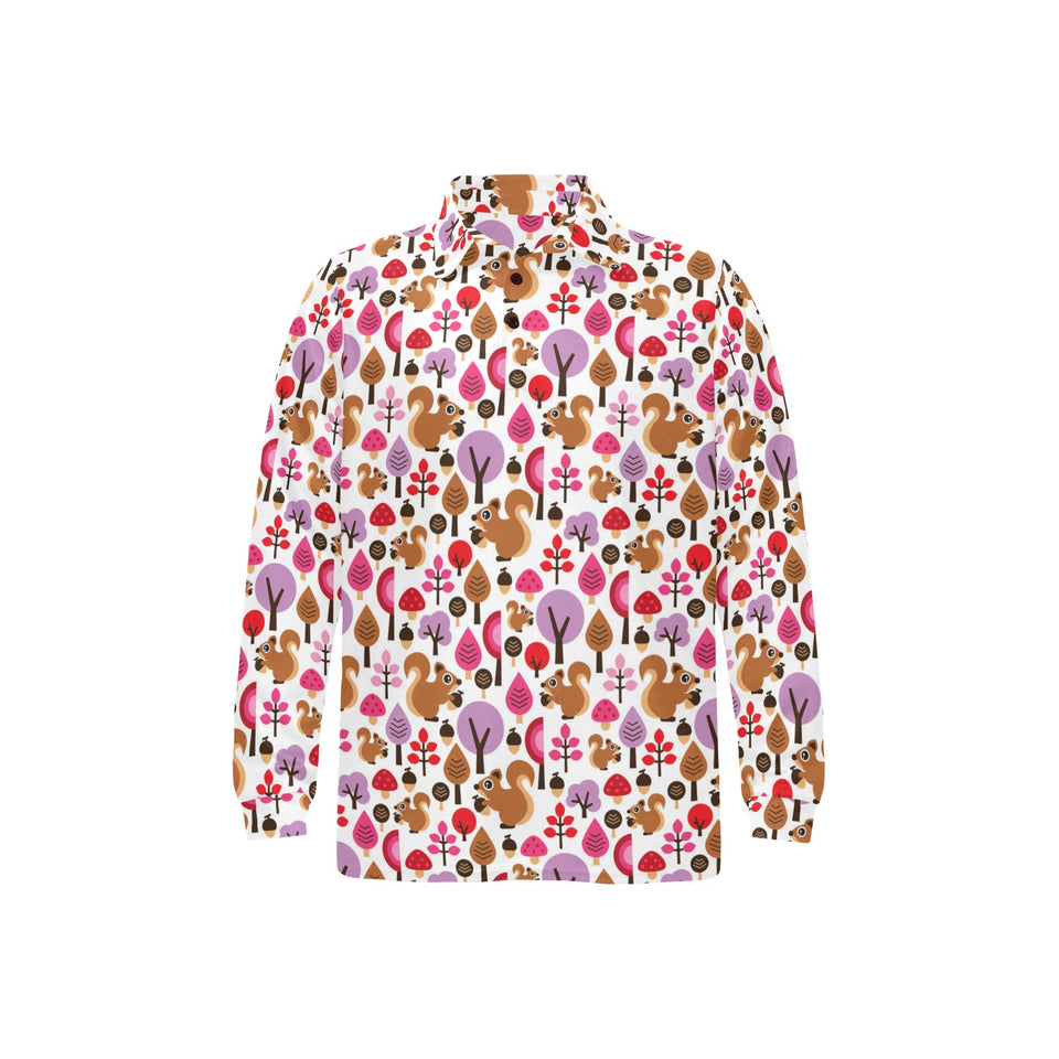 Squirrel Pattern Print Design 02 Men's Long Sleeve Polo Shirt