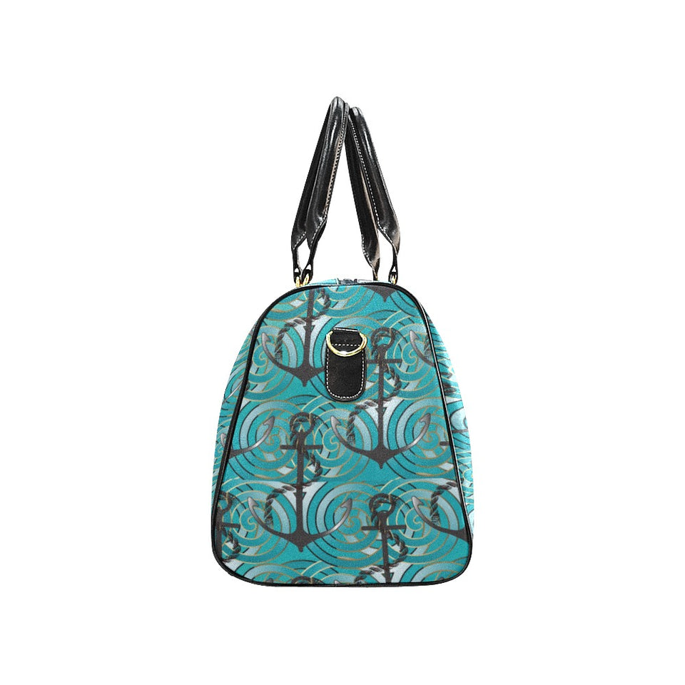 Anchor nautical green background Travel Bag