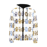 Teddy Bear Pattern Print Design 02 Men's Padded Hooded Jacket