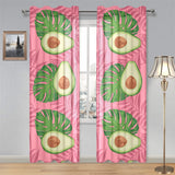 Avocado slices leaves pink back ground Gauze Curtain
