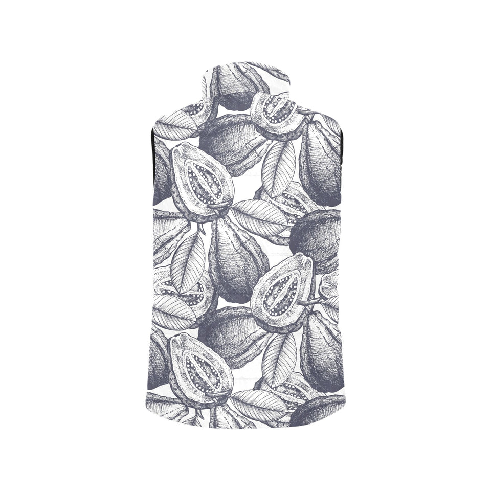 Guava tropical hand drawn pattern Women's Padded Vest