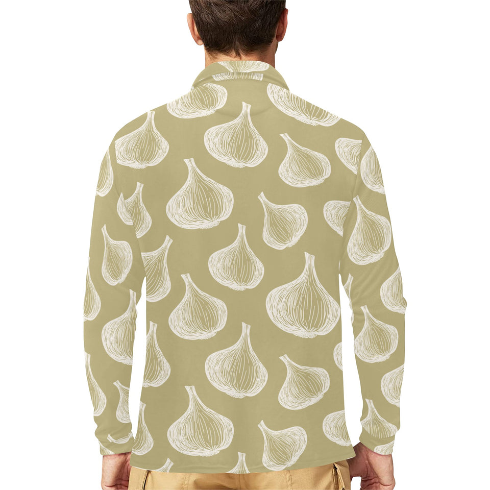 Garlic design pattern Men's Long Sleeve Polo Shirt