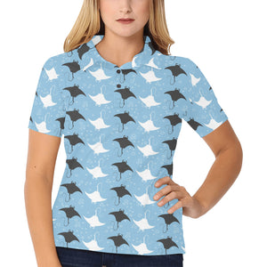 Stingray Pattern Print Design 03 Women's All Over Print Polo Shirt