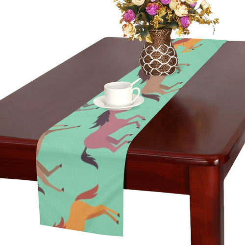 Colorful horses pattern Table Runner