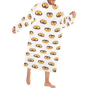 Pretzels Pattern Print Design 02 Blanket Robe with Sleeves