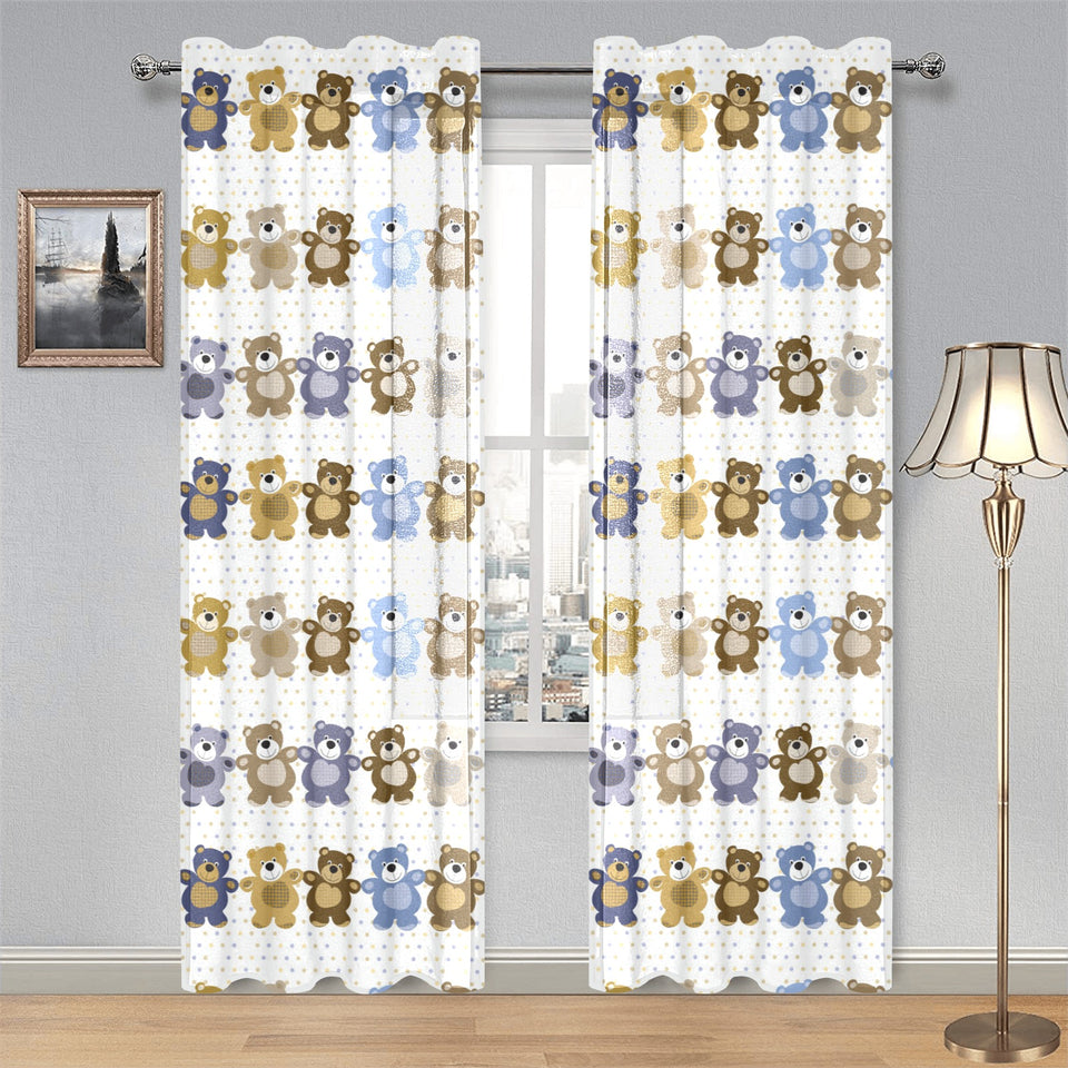 Teddy Bear Pattern Print Design 02 Gauze Curtain