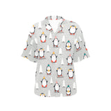 Cute Penguin christmas pattern Women's All Over Print Hawaiian Shirt