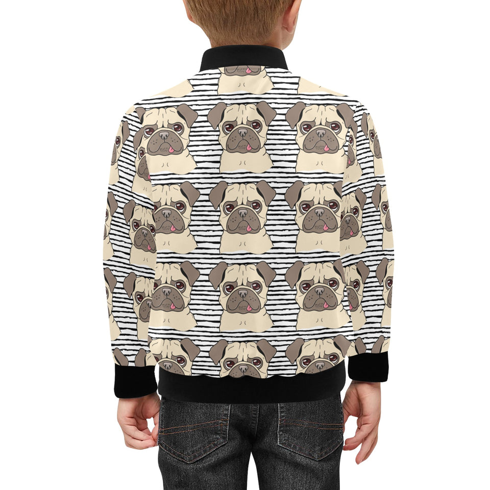 Happy pug pattern Kids' Boys' Girls' Bomber Jacket