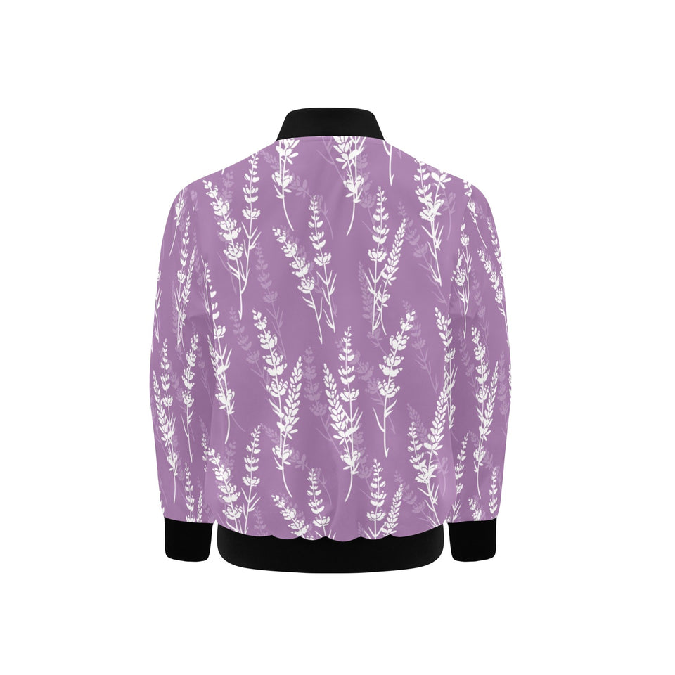 Lavender flowers purple pattern Kids' Boys' Girls' Bomber Jacket
