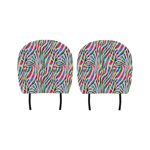 Colorful zebra skin pattern Car Headrest Cover