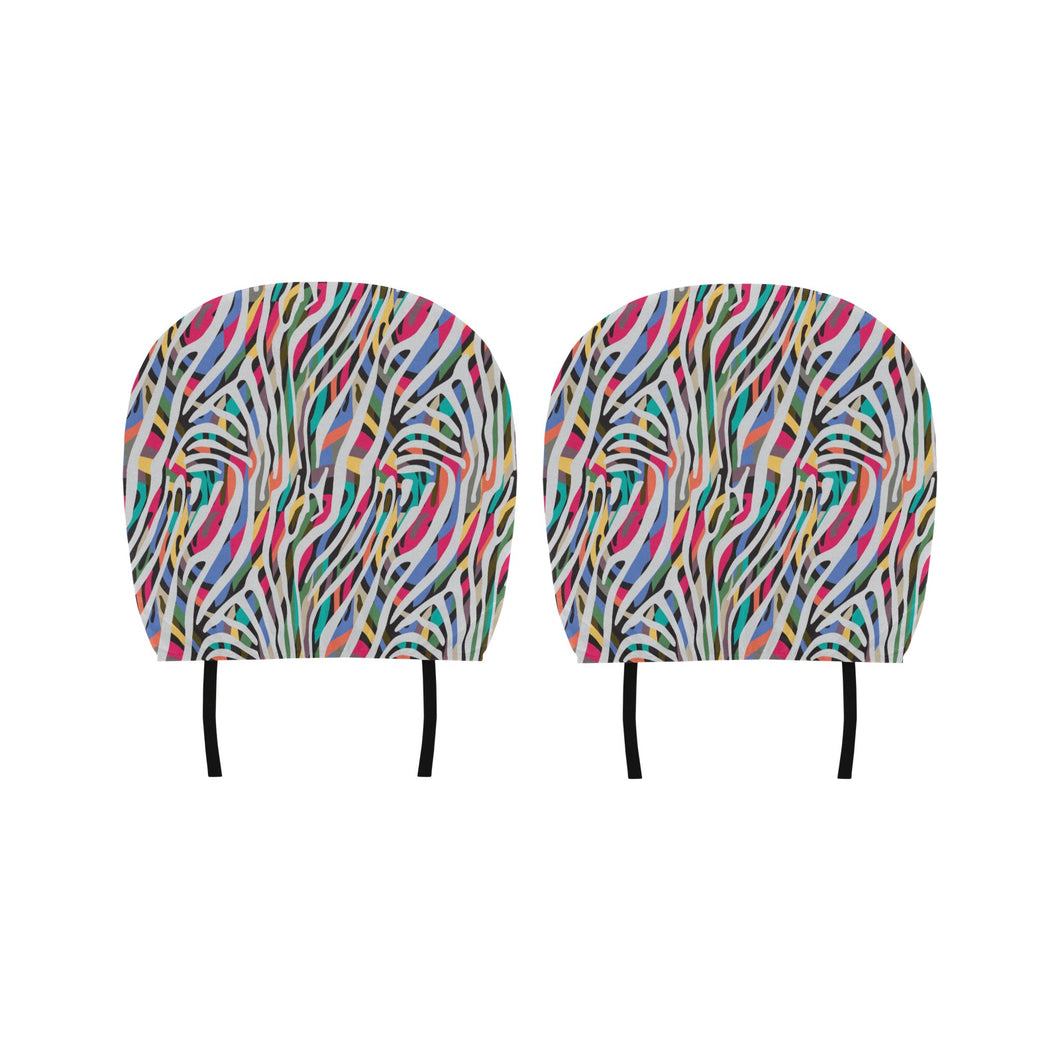 Colorful zebra skin pattern Car Headrest Cover