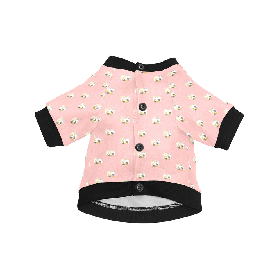 Cute hamster cheese pattern pink background All Over Print Pet Dog Round Neck Fuzzy Shirt