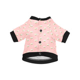 Cute hamster cheese pattern pink background All Over Print Pet Dog Round Neck Fuzzy Shirt