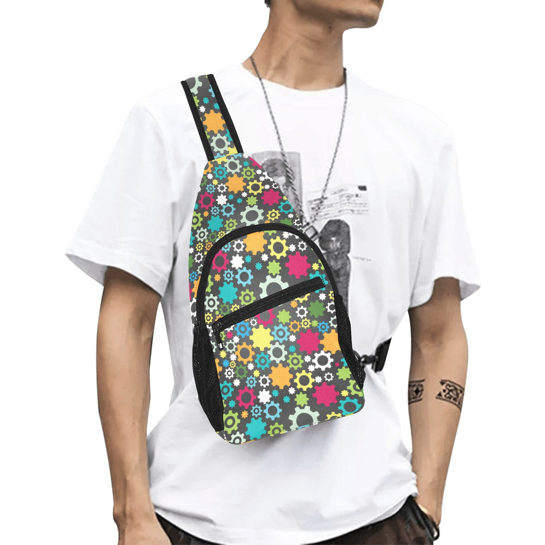 Gear Pattern Print Design 03 All Over Print Chest Bag