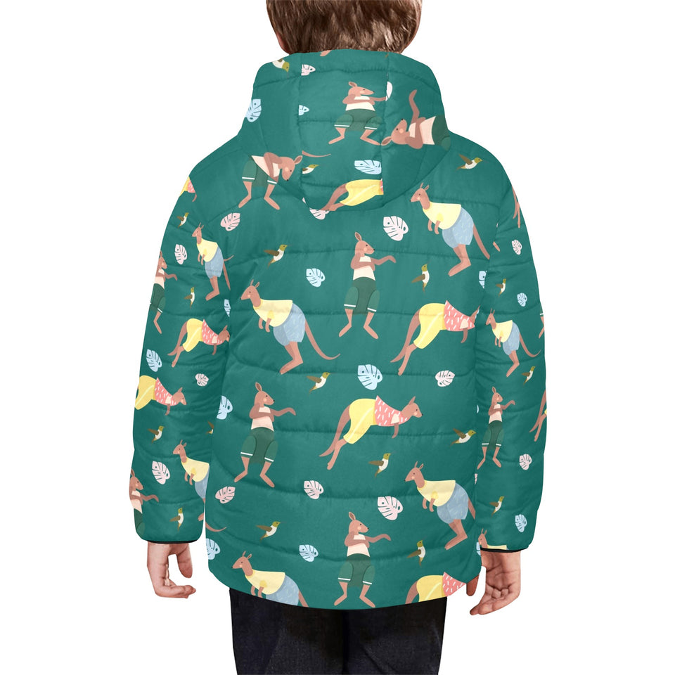 Kangaroo leaves pattern Kids' Boys' Girls' Padded Hooded Jacket