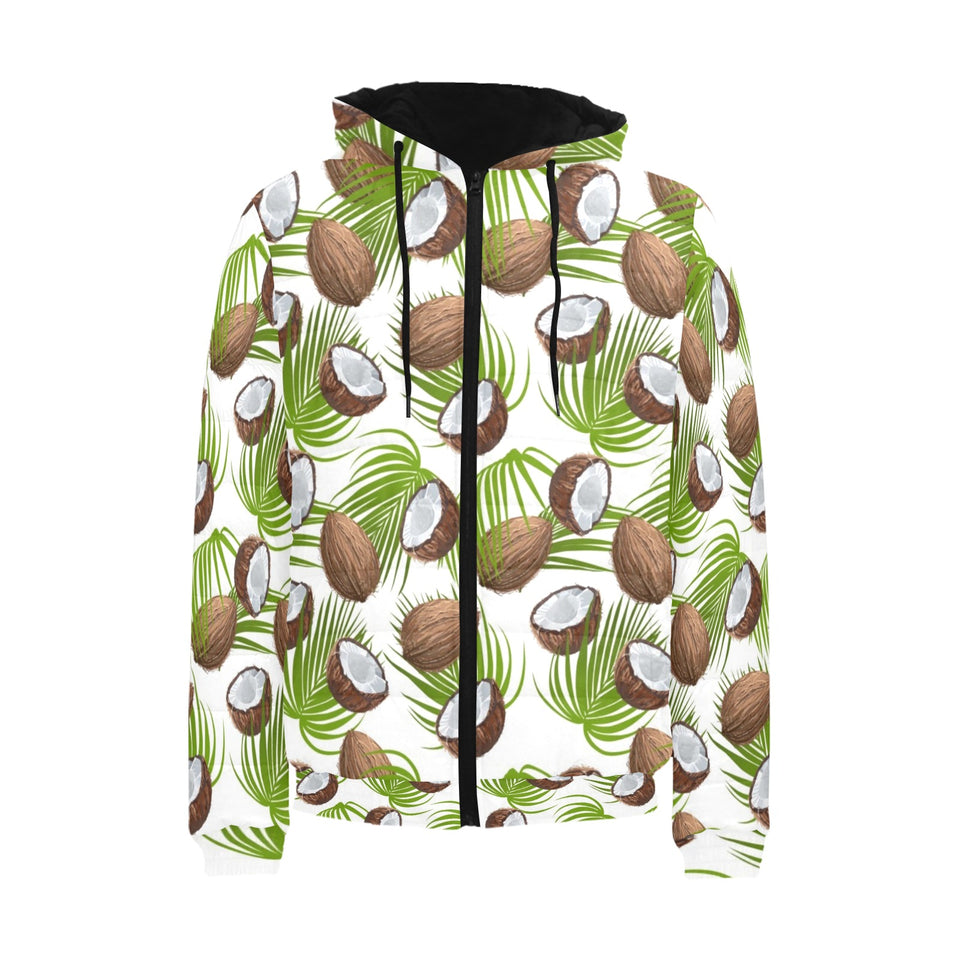 Coconut Pattern Print Design 04 Men's Padded Hooded Jacket