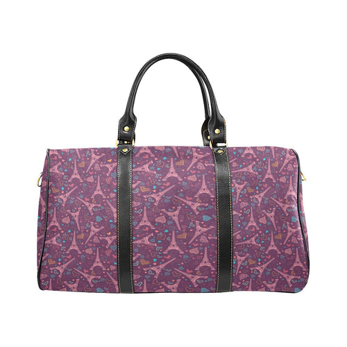 Eiffel Tower Heart Pattern Print Design 04 Travel Bag