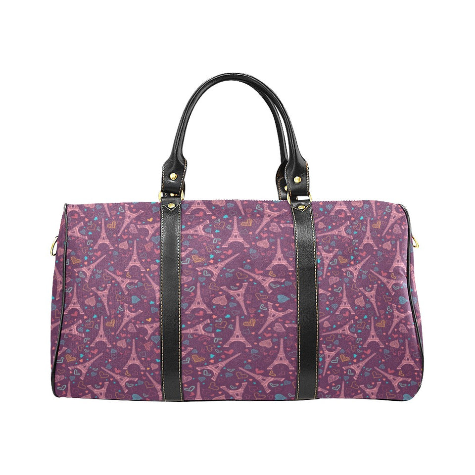 Eiffel Tower Heart Pattern Print Design 04 Travel Bag