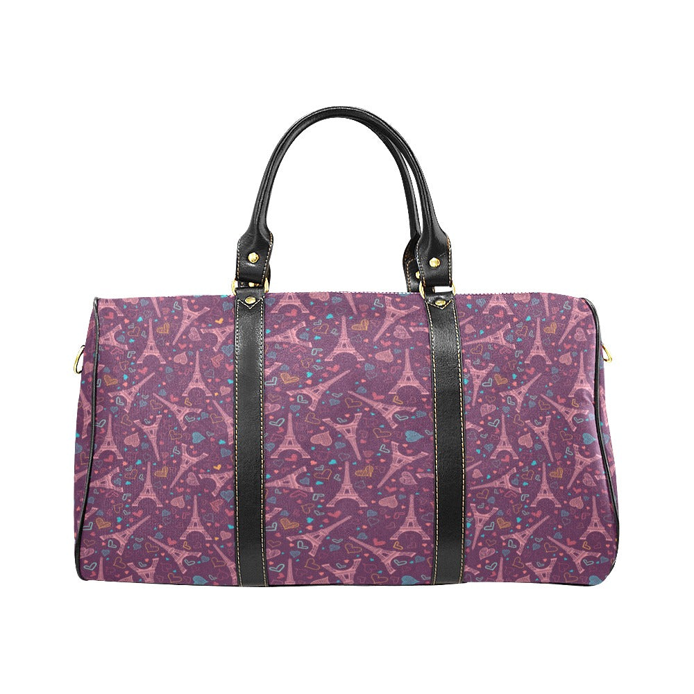 Eiffel Tower Heart Pattern Print Design 04 Travel Bag