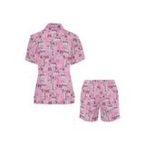 Piano Pattern Print Design 01 Women's V-Neck Short Pajama Set