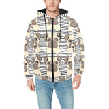 Happy pug pattern Men's Padded Hooded Jacket