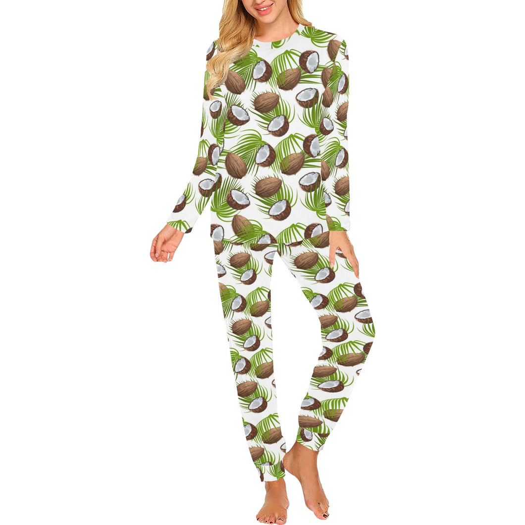 Coconut Pattern Print Design 04 Women's All Over Print Pajama Set