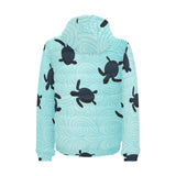 Sea turtle with blue ocean backgroud Men's Padded Hooded Jacket