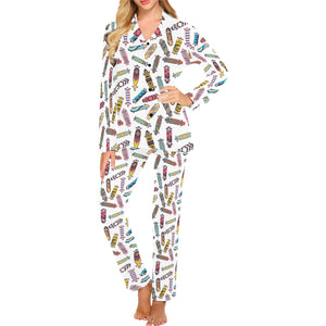 Skate Board Pattern Print Design 05 Women's Long Pajama Set