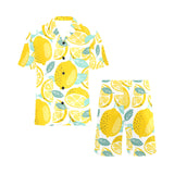 lemon design pattern Men's V-Neck Short Pajama Set