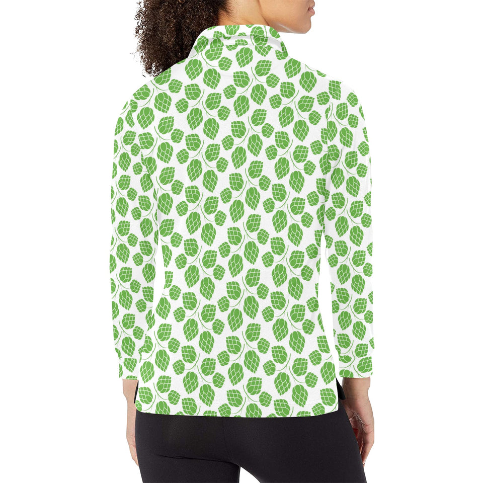 Hop pattern background Women's Long Sleeve Polo Shirt