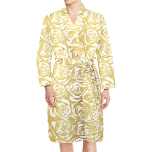 Rose Pattern Print Design 05 Men's Long Sleeve Belted Night Robe