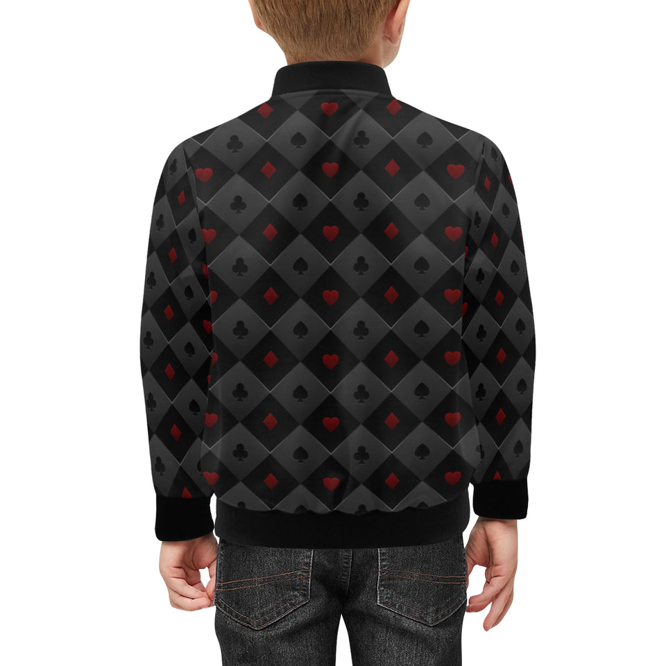 Casino Cards Suits Pattern Print Design 05 Kids' Boys' Girls' Bomber Jacket