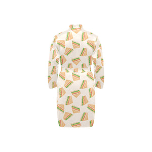 Sandwich Pattern Print Design 01 Men's Long Sleeve Belted Night Robe