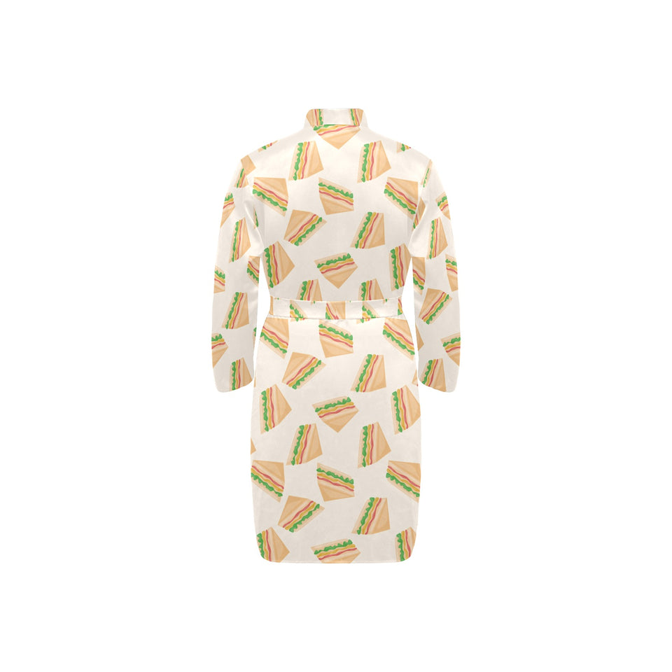 Sandwich Pattern Print Design 01 Men's Long Sleeve Belted Night Robe