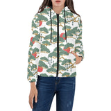 Bonsai red sun japanese pattern Women's Padded Hooded Jacket