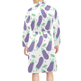 Eggplant Pattern Print Design 05 Men's Long Sleeve Belted Night Robe