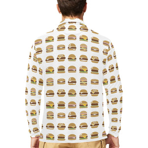 Hamburger Pattern Print Design 02 Men's Long Sleeve Polo Shirt