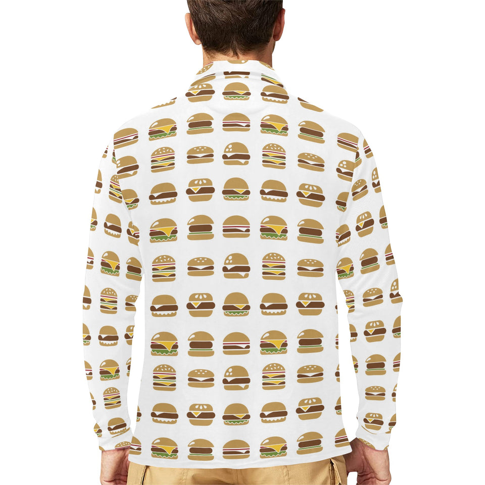Hamburger Pattern Print Design 02 Men's Long Sleeve Polo Shirt