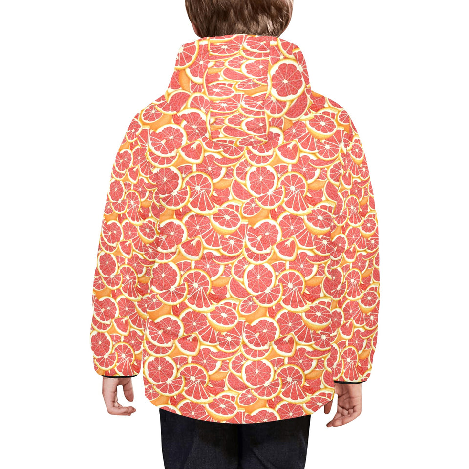 Tropical grapefruit pattern Kids' Boys' Girls' Padded Hooded Jacket