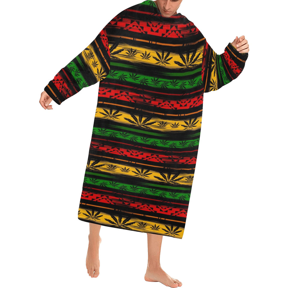 Canabis Marijuana Weed Pattern Print Design 04 Blanket Robe with Sleeves