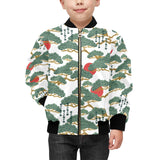 Bonsai red sun japanese pattern Kids' Boys' Girls' Bomber Jacket