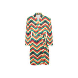 zigzag chevron colorful pattern Men's Long Sleeve Belted Night Robe