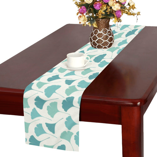 Green ginkgo leaves pattern Table Runner